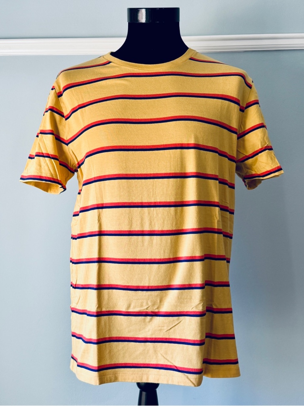 GAP Gold Tee with Red and Blue Stripes